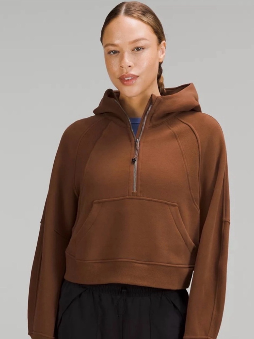 Lululemon Scuba Oversized Half-Zip Hoodie XS/S Roasted Brown